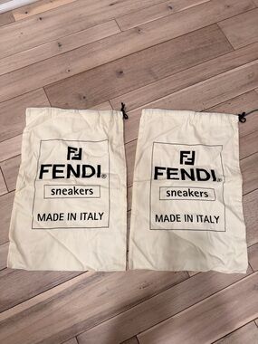 Fendi Cream and Black Sneakers Dust Bags (Pair)
